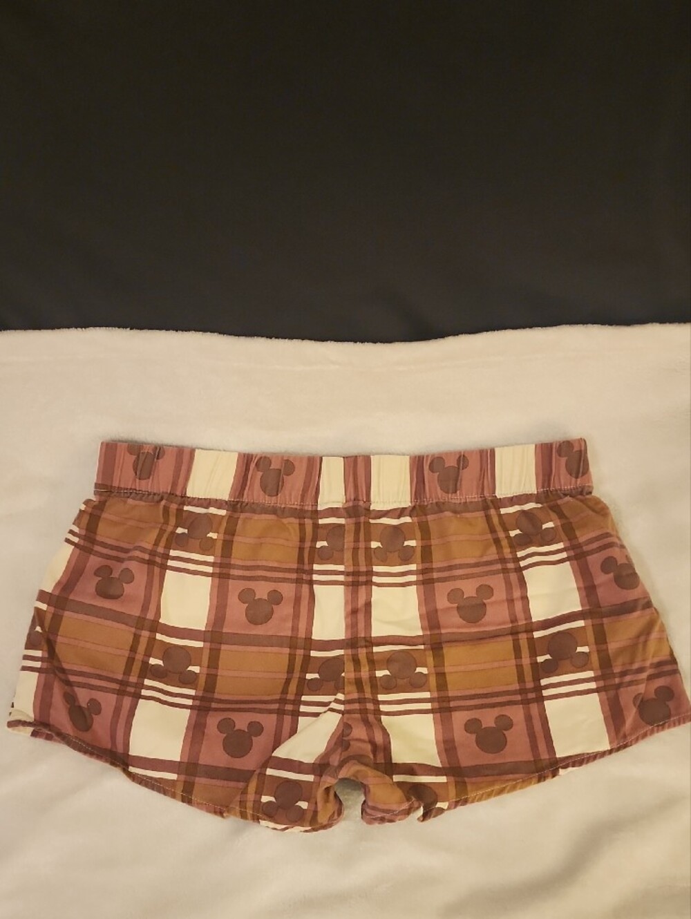 Disney Mickey & Friends Plaid Boxers — Brown, Cream, Rust & Mauve - Picture 3 of 3